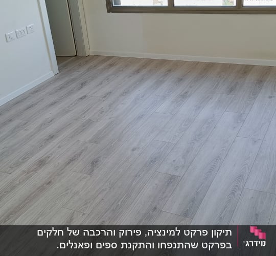 רצפת פרקט עץ בהירה בחדר ריק